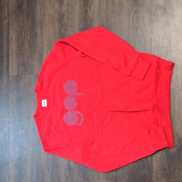 Gap Men's XS Red Crewneck with Maroon Gap Graphic - Picture 3 of 6